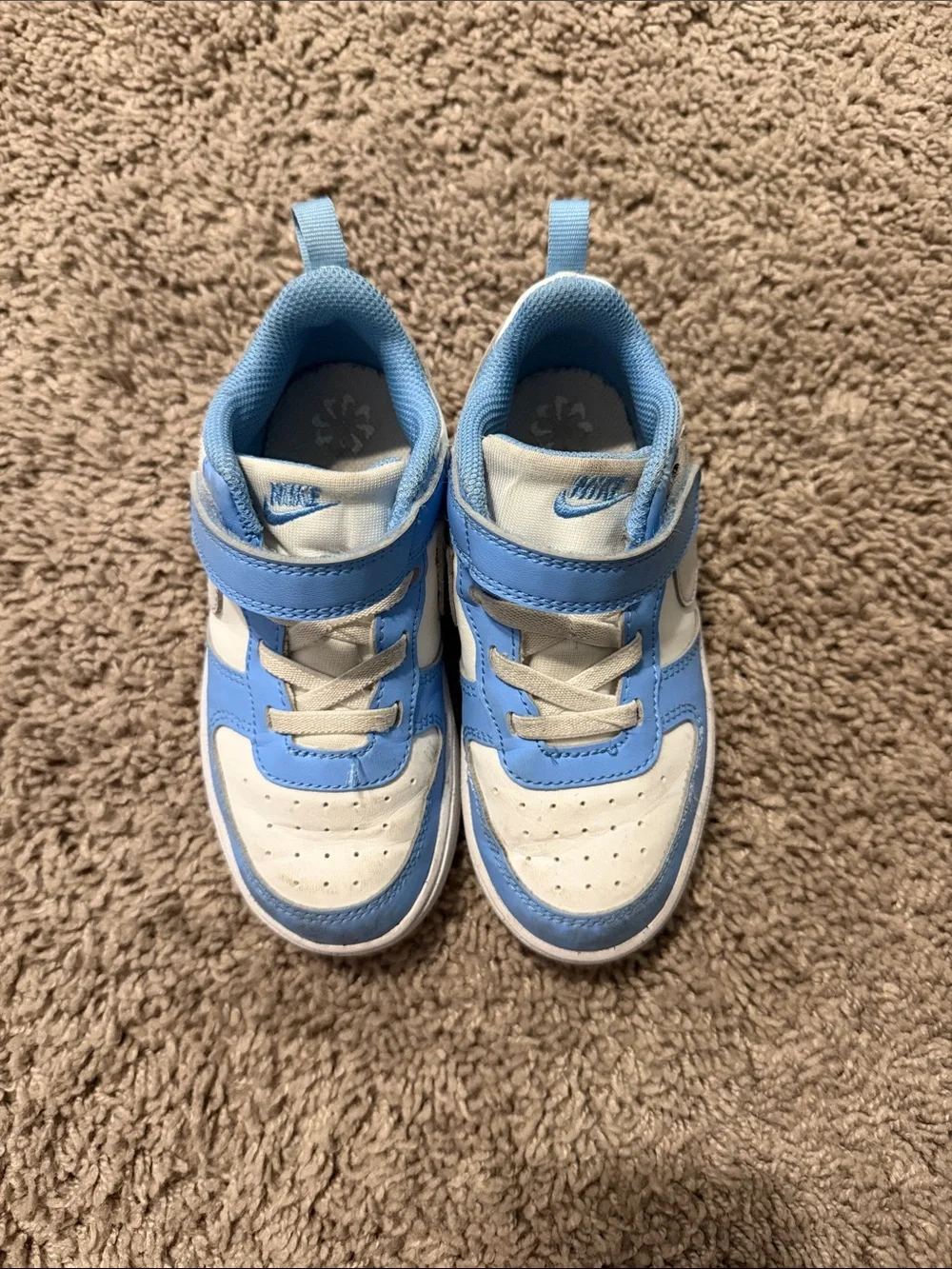 Nike Kids Blue and White Hook-and-Loop Sneakers